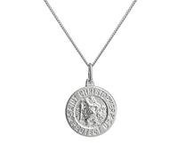 jewellerybox Collier et Pendentif Médaille de Saint Christophe en Argent 925/1000 Mate - 51cm