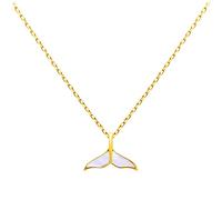 jewellerybox Collier Queue de Baleine en Argent Sterling Plaqué Or avec Nacre - 18 Pouces