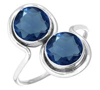 Jeweloporium Bague en argent 925 pour femme bleu Saphir simulé Pierre Précieuse Mode Bague en argent Taille 58 Jour de l'amitié Cadeau Bohème Bijoux