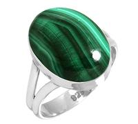 Jeweloporium Bague en argent 925 pour femme Vert Réel Malachite Gemme Mode Bague en argent Taille 61 Noël - Cadeau Bohème Bijoux