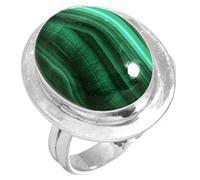 Jeweloporium Bague en argent sterling 925 pour femme Vert Naturel Malachite Gemme Déclaration Bague en argent Taille 56 Anniversaire - Cadeau Mode Bijoux