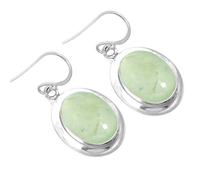 Jeweloporium Boucle d'oreille en argent sterling 925 pour femme Vert Naturel Préhnite Pierre Précieuse Mode Boucle D'oreille Action de grâces Cadeau Bohème Bijoux