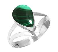 Jeweloporium Vert Naturel Malachite Bague en argent sterling 925 pour femme Gemme Cocktail Bague en argent Taille 53 Noël - Cadeau victorien Bijoux