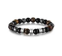 jewelora Bracelet d'Oeil de Tigre Personnalisé Homme avec Nom - Obsidienne et Pierre de Galle Noire - Cadeaux pour Papas, Maris, Amis (3 nom)