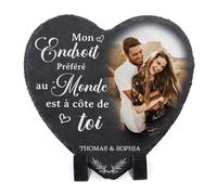 jewelora Cadeau de Saint-Valentin pour Elle Lui Plaque de Cœur Personnalisée Cadres avec Photo Nom Cadeaux pour Couples Cadeau d'anniversaire