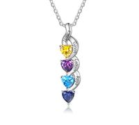 jewelora Collier avec 1-6 Nom Collier Personnalisé avec Pierre de Naissance Cadeau de Maman Collier Infini en Argent Personnalisé pour Femme, fille, mère, petite amie, amie (4 Stone)