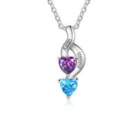 jewelora Collier avec 1-6 Nom Collier Personnalisé avec Pierre de Naissance Cadeau de Maman Collier Infini en Argent Personnalisé pour Femme, fille, mère, petite amie, amie (2 Stone)