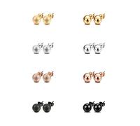 JewelrieShop Boucles d'oreilles à tige en forme de boule brillantes et mates, assortiment de couleurs, unisexe, Acier inoxydable