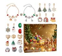 Jewelry Adventt Calendar - 24-Day DIY Bracelet Set, Christmas Countdown Jewelry Box with 2 Bracelets & 22 Charmss | DIY Beaded Bracelet Making Kit Gift | Christmas Countdown Calendar for Girls, Teens,