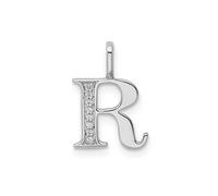 Jewelry Affairs Pendentif initiale en or blanc 14 carats avec bloc de diamant, 15 x 10 mm, Petit, Or blanc, Pas de pierre précieuse