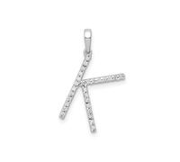 Jewelry Affairs Pendentif initiale en or blanc 14 carats avec diamant 19 mm x 11 mm, Grand, Doré, Diamant