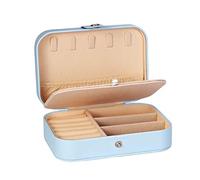 Jewelry Box Display Case with Hanging Hooks travel Storage Case Organizer Holder for Bracelets Studs Earrings Necklace Girls Gift, Blue