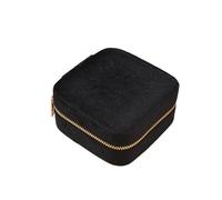 Jewelry Box For Women Geometric Sqaure Storage Case Necklace Ring Earrings Travel Portable Zipper Boxes Pour Bagues, Colliers, Et Bracelets(Black)