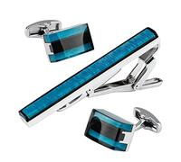 Jewelry Cufflinks Men's Shirt Cufflinks Navy Blue Enamel Tie Clip Cufflinks Set Men's French Cufflinks Tie Clip Set