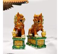 jewelry Decoration Art Statue Sculpture - Traditional Chinese Guardian Lion Statues, Lucky Feng Shui Statue A Pair Of Fu Foo Dogs, Stone Finish Feng Shui Decor, For Indoor Outdoor Placement Necklace