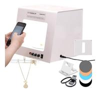 Jewelry Kit De Boîte à Lumière,Boîte à lumière pour Photographie de Bijoux,avec 4 Spots d'appoint à intensité Variable,Plateau tournant électrique pour la Photogra de Bijoux en Or et en Argent(TB300)