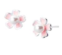 jewelry New 2025 Charm Pink Enamel Plant Stud Earrings Pearl Jewelry Cute Hypoallergenic Female Gift With For You jewelry