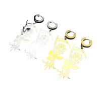 jewelry New 2025 Gothic Hip Hop ckle Rose Flower Long Earrings Women Stainless Steel Color Vintage Drop Earring Couple Jewelry Party Gift With For You Jewelry Fashion Access