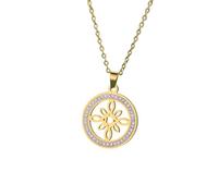 jewelry New For Trendy 2025 Celtic Knot Witch Knot Necklace Stainless Steel Transparent White Stone Round Pendant Necklace Women's Jewelry Accessor Jewelry Fashion Accessories