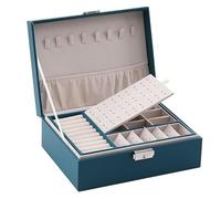 Jewelry Organizer Box Leather Jewelry Box for Girls Womens Earring Organizer with Lock Double Layers Case(Groen)
