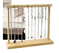 Jewelry Organizer Stand - Wooden 12-Hook Neckless Rack, Portable Jewelry Holder | Earring, Bracelet & Ring Organizer for Women, Girls | Desktop, Table, Dresser, Bathroom, Home, Travel