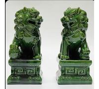 jewelry Ornament Sculpture - Art Statue - Lucky Feng Shui Statue A Pair Of Fu Foo Dogs, Traditional Chinese Guardian Lion Statues With Stone Finish Feng Shui Decor for Indoor Outdoor Placement ( Col