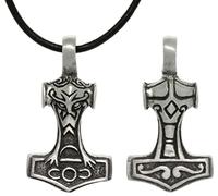 Jewelry Trends Pendentif marteau de Thor double face en étain avec collier en cuir noir de 45,7 cm
