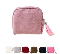 Jewelry Zippered Pocket Case Travel Jewelry Bag Portable Organizer, 5-Layer Tassel Zipper Small Jewelry Pouch Bag (Pink,1 Pcs)