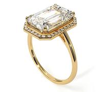 Jewelryonclick Bague en plaqué Or 18 carats Taille émeraude Halo Bijoux en Diamant Zircon cubique Blanc Ornements faciles à Porter Cadeaux spéciaux Bagues pour Femme Taille : L