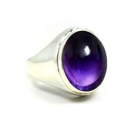 Jewelryonclick Femme Homme Mixte Enfant Argent Sterling-925 Ovale Cabochon en améthyste naturelle