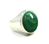 Jewelryonclick Femme Homme Mixte Enfant Argent Sterling-925 Ovale Naturel-Malachite