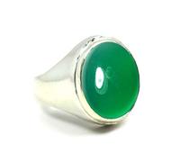 Jewelryonclick Femme Homme Mixte Enfant Argent Sterling-925 Ovale Pierre naturelle-Vert-Onyx