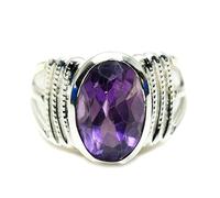 Jewelryonclick Homme Argent 925 Argent Ovale Violet Améthyste