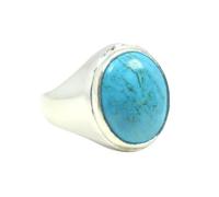 Jewelryonclick Homme NA Argent Ovale Bleu Turquoise naturelle.