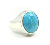 Jewelryonclick Homme NA Argent Ovale Bleu Turquoise naturelle.