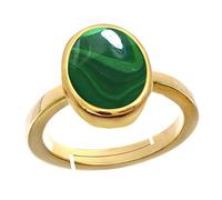 Jewelryonclick Naturel Bague réglable en Or Green Malachite Bague en Pierre en Pierre Ovale Cabochon Coup de Taille 46.1 à 55.1 pour Hommes et Femmes