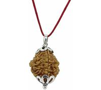 Jewelryonclick Original Lab Certified Nepali 2 Mukhi Two Faced Rudraksha Beads Pendant Silver Plated Bead Locket For Men & Women
