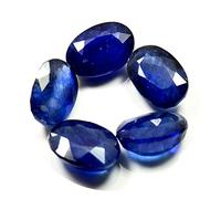 Jewelryonclick Saphir bleu naturel pierres pr‚cieuses en vrac Total 15 carats 5 piŠces Lot ovale Pierre de naissance de septembre
