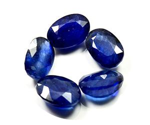Jewelryonclick Saphir bleu naturel pierres pr‚cieuses en vrac Total 15 carats 5 piŠces Lot ovale Pierre de naissance de septembre