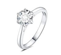 JewelryPalace 0.5-2ct Classique Moissanite Bague Taille Rond Solitaire Pierre Argent Massif 925 Femme, Plaqué Or Jaune Or Rose Bague Diamant Simulé Fiançailles Mariage Alliance, Ensemble Bijoux Mariee