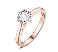 JewelryPalace 0.5ct Classique Moissanite Bague Taille Rond Solitaire Pierre Argent Massif 925 Femme, Plaqué Or Rose Bague Diamant Simulé Fiançailles Mariage Promise Alliance, Ensemble Bijoux Mariee