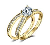 JewelryPalace 1,3ct Zircone Cubique Solitaire Bague Femme Argent 925 Plaqué Or, Bague de Fiançailles Femme, Bagues Anniversaire Mariage Promise Alliance, Plaque Or Jaune Bijoux femme,
