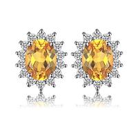JewelryPalace 1.5ct Diana Princesse Kate Middleton Boucles d'Oreilles Clous Citrine Colored Nano Crystal en laiton Pour Femme, Clous d'oreilles, Vintage Ensemble de Bijoux Cadeau