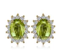 JewelryPalace 1.5ct Diana Princesse Kate Middleton Boucles d'Oreilles Clous Naturelle Vert Peridot en Argent 925 Pour Femme, Clous d'oreilles, Plaque Or Jaune Vintage Ensemble de Bijoux Cadeau