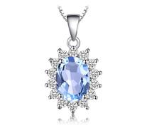 JewelryPalace 1.8ct Diana Princesse Kate Middleton Pendentif Spinel Créé de Couleur Bleu Royal Placcato Oro Bianco 14K Pour Femme, Vintage Ensemble Parure de Bijoux Pierre, Collier 45CM