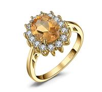 JewelryPalace 1.8ct Diana Princesse Kate Middletonu Bague Naturelle Jaune Citrine en Argent 925 Pour Femme, Bague de Fiançailles Mariage, Plaque Or Jaune Vintage Ensemble Parure de Bijoux Cadeau