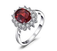 JewelryPalace 1.8ct Diana Princesse Kate Middletonu Bague Naturelle Rouge Grenat en Argent 925 Pour Femme, Bague de Fiançailles Mariage, Vintage Ensemble Parure de Bijoux Cadeau