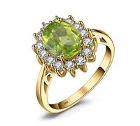 JewelryPalace 1.8ct Diana Princesse Kate Middletonu Bague Naturelle Vert Peridot en Argent 925 Pour Femme, Bague de Fiançailles Mariage, Plaque Or Jaune Vintage Ensemble Parure de Bijoux Cadeau