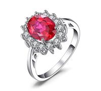 JewelryPalace 1.8ct Diana Princesse Kate Middletonu Bague Synthese Rouge Rubis en Argent 925 Pour Femme, Bague de Fiançailles Mariage, Vintage Ensemble Parure de Bijoux Cadeau