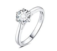 JewelryPalace 1ct Classique Cubic Zirconia Bague Taille Rond Solitaire Pierre Argent Massif 925 Femme, Diamant Simulé Bague Argent Fiançailles Mariage Promise Alliance, Ensemble Bijoux Femme Mariee